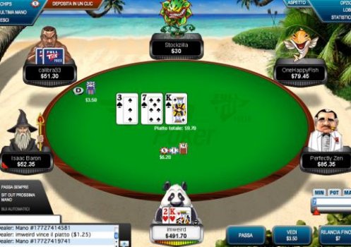 Un tavolo di poker cash su Full Tilt Poker