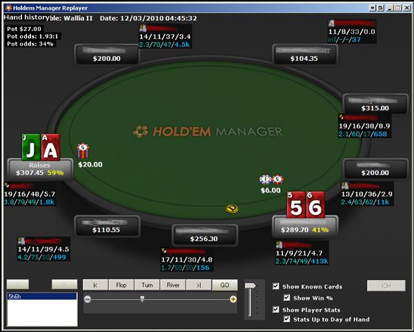 Una schermata di Holdem Manager