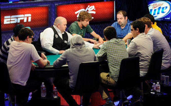 Action ad uno dei tavoli del Main Event WSOP