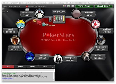 Il final table dell'Evento 10 WCOOP