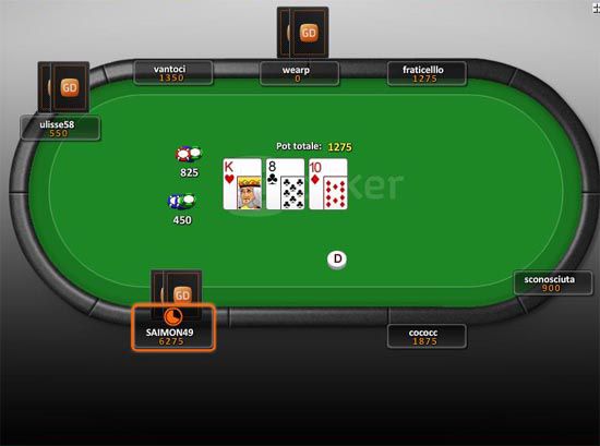 Uno dei tavoli torneo del poker online italiano