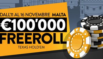 100K Gtd Freeroll Malta Live, segui il blog live su PIW