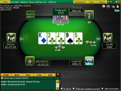 Uno dei tavoli cash di Sisal Poker