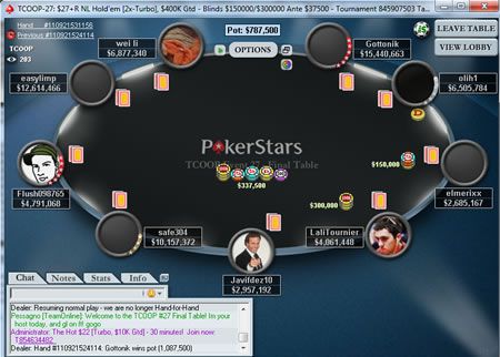 L'italiano 'easylimp' in action su PokerStars.com