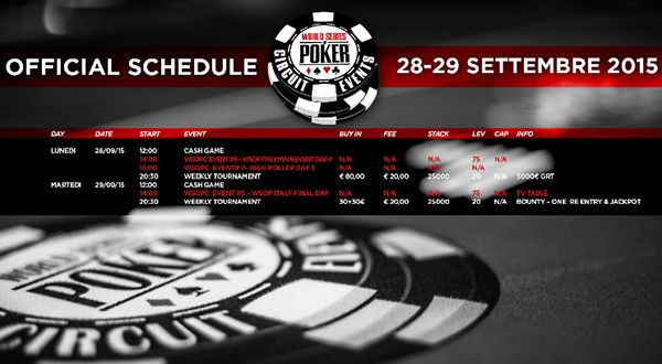 Il programma degli ultimi due giorni di tornei