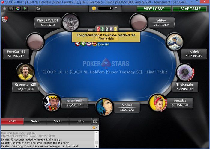 Erion durante il final table del torneo