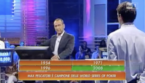 Concorrente de L'Eredità risponde correttamente alla domanda su Max Pescatori (2010)
