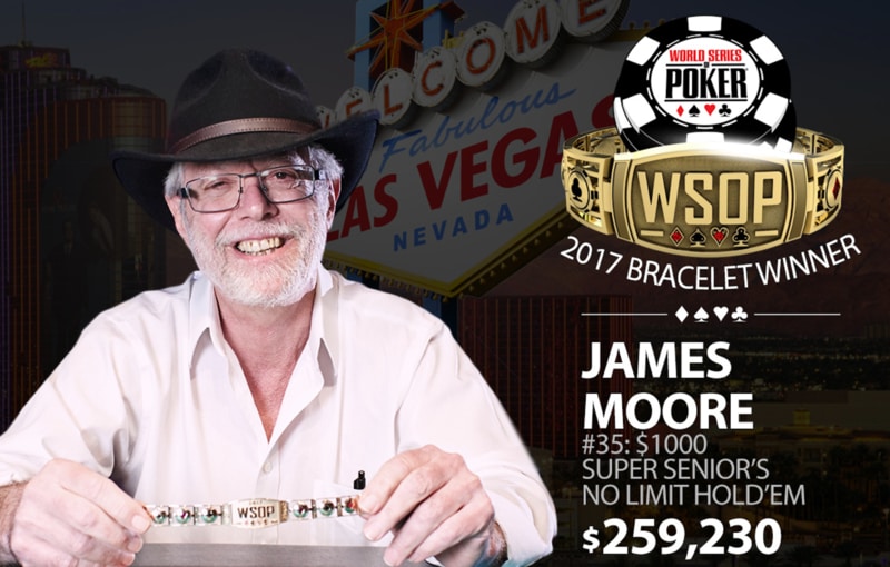 WSOP 2017: James Moore per il secondo anno campione Super Seniors. Faraz Jaka a caccia del suo 1° titolo