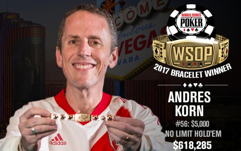 WSOP 2017: Andres Korn è il secondo argentino a vincere un braccialetto. Vincono anche Smith Sirisakorn, Tommy Le e Tom Koral