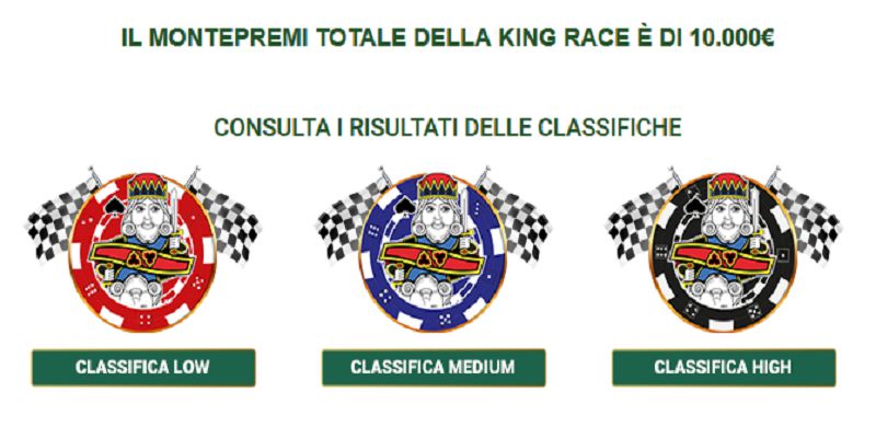 La 'King Race' di Sisal Poker 