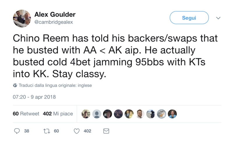 Il Tweet contro Chino Rheem