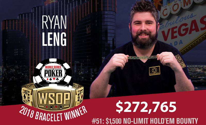 Ryan Leng, primo classificato nel $1.500 No Limit Hold'em Bounty