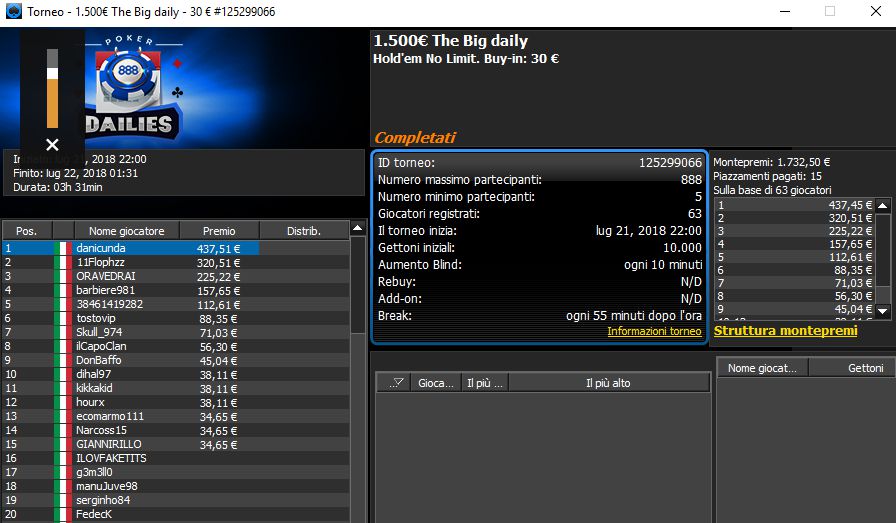 La lobby del The Big daily di 888poker