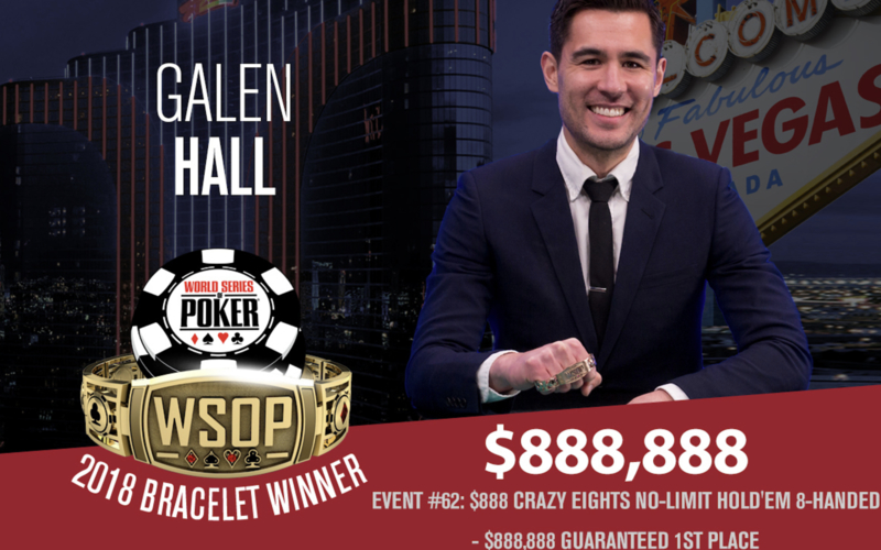 WSOP 2018 – Primo braccialetto in carriera per Galen Hall, suo l’evento $888 Crazy Eights. Dieci azzurri ITM!