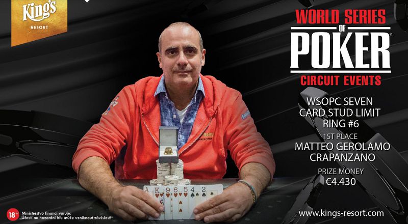 WSOP Circuit Rozvadov – Matteo Crapanzano si prende il Ring #6. Micky Blasi vola al Final Day del 6 Max Event