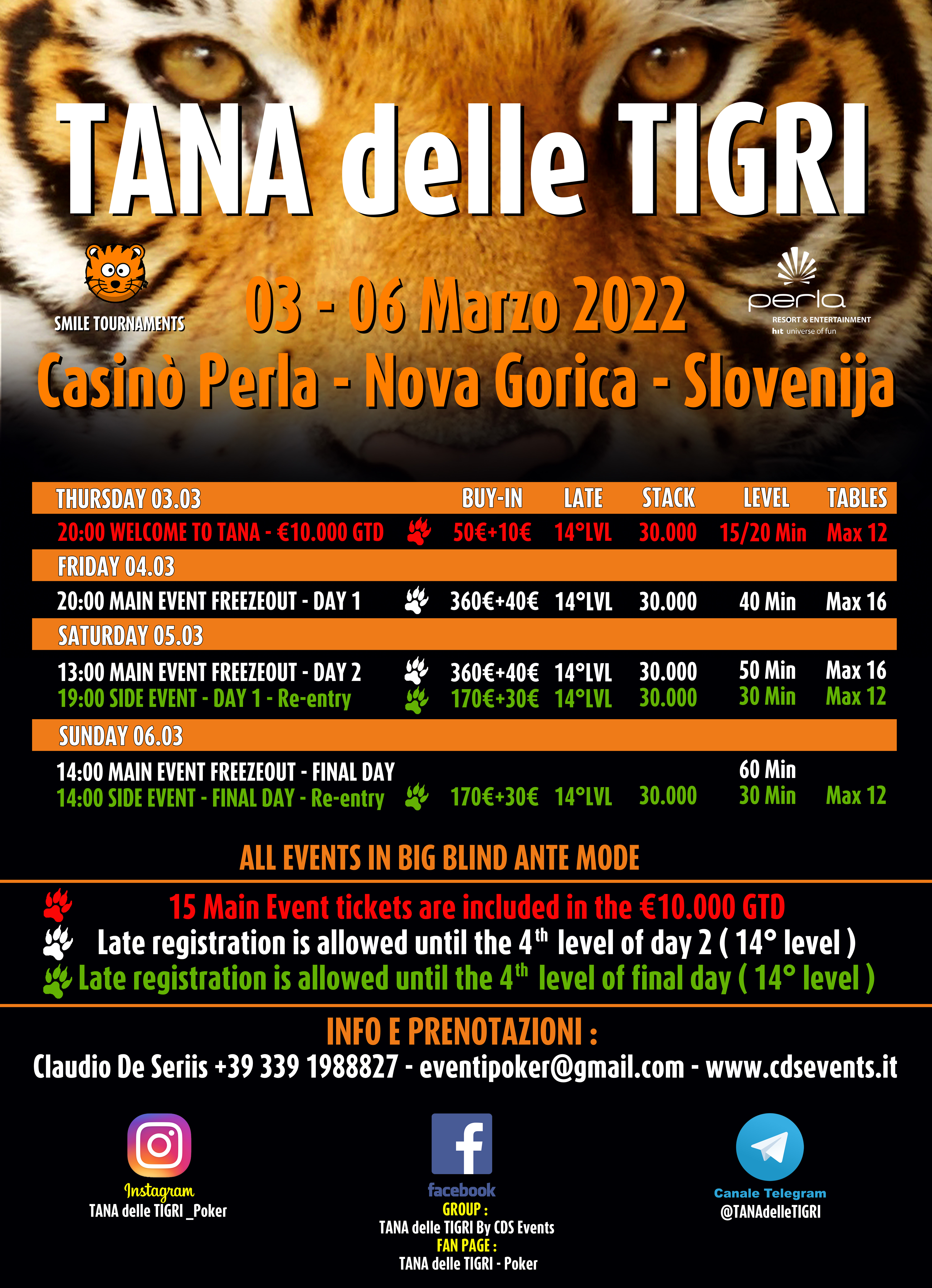 TANA MARZO 2022 SCHEDULE