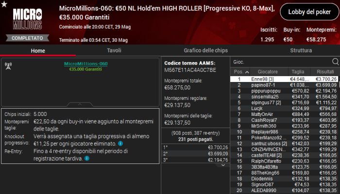 micromillions top 29maggio